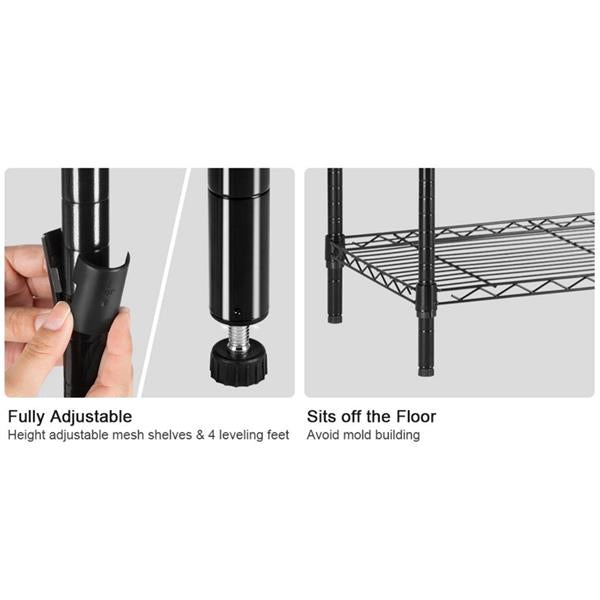 HAOYYE 3-Tier Heavy Duty Adjustable Shelving Unit Black Premium Quality Storage Rack Soft Cozy Warm Flannel Fleece Home Decor Luxury Comfortable Unique Design Perfect for Living Room Bedroom or Office