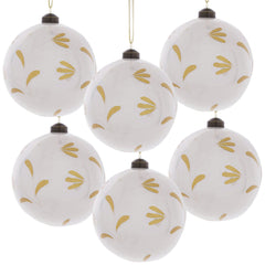 HAOYYE D3.9" Christmas Ball Ornaments, Glass Decorative Hanging Ball Christmas Tree Ornaments for Holiday Party Decorations, Set of 6 Sturdy Space-Saving Heavy Duty Modern Design Adults Dorm Room