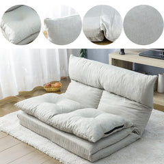 HAOYYE Fabric Folding Chaise Lounge Sofa Gray Comfortable Sturdy Durable Modern Design Space Saving Easy Assembly Stylish Versatile Home Furniture for Relaxing in Living Room, Bedroom, or Office