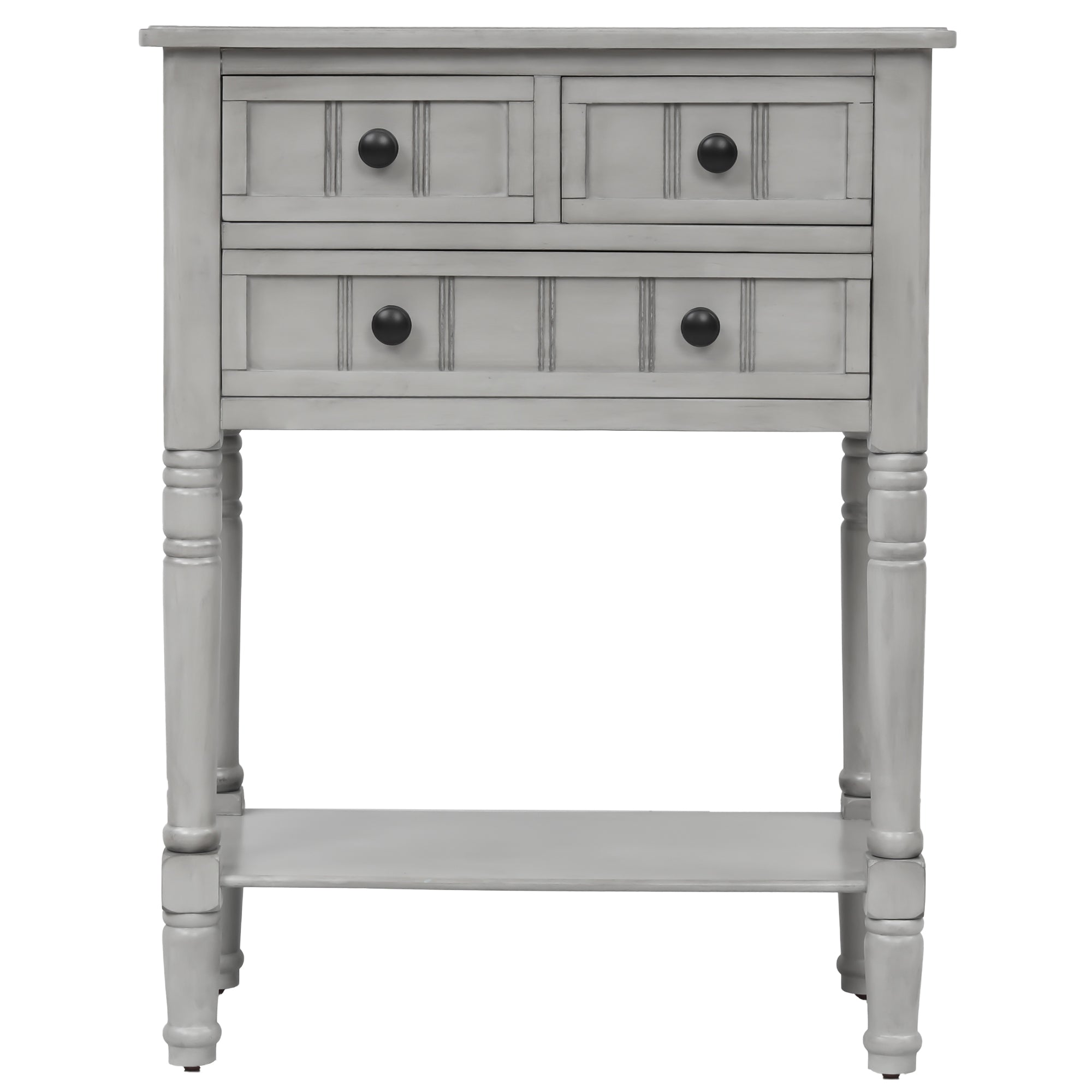 HAOYYE Slim Console Table With Three Drawers And Bottom Shelf, Narrow Sofa Table For Living Room, Modern Space-Saving Design, Heavy Duty Construction, Easy Assembly (Gray Wash)