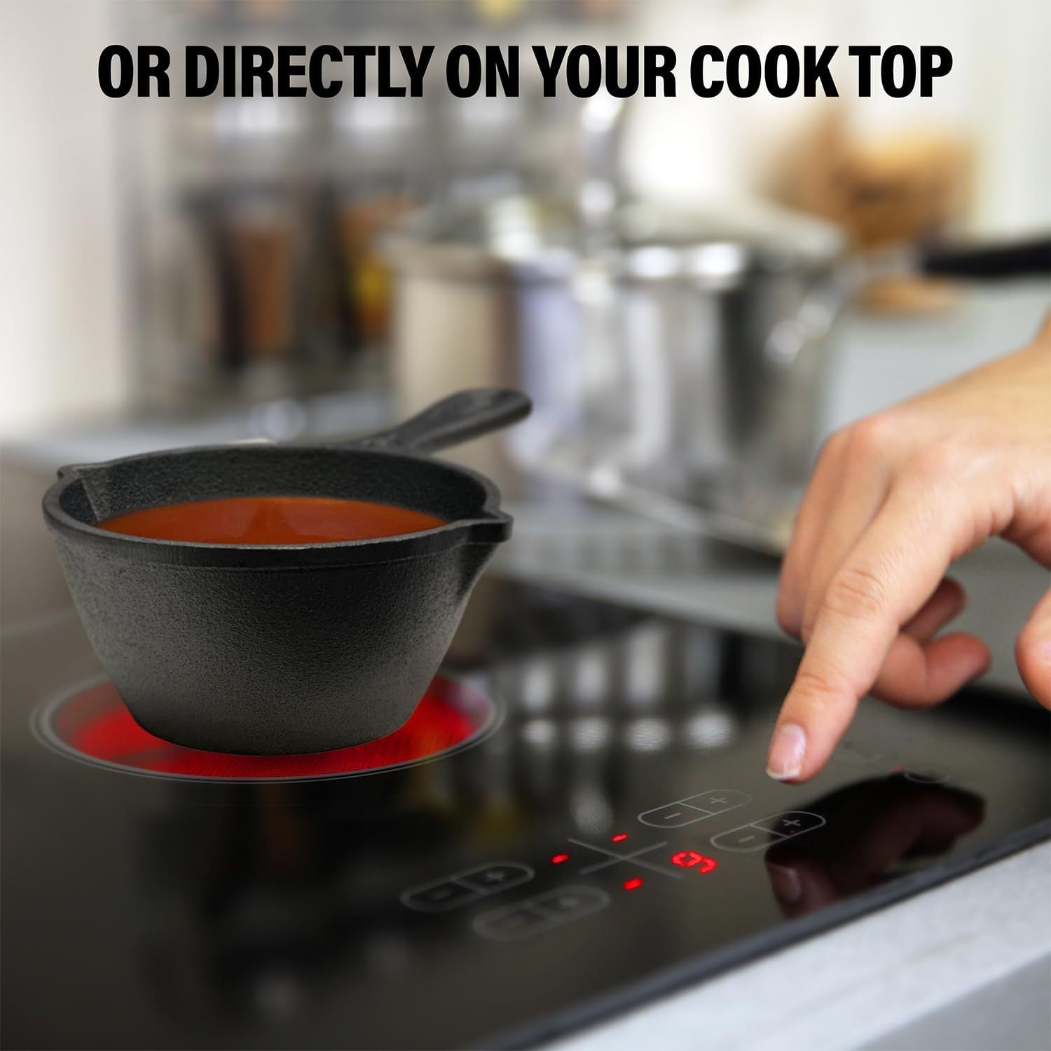 Haoyye Cast Iron Basting Pot and Silicone BBQ Brush Set, 15 Oz Pre-Seasoned Saucepan with Heat-Resistant Brush for Grilling, Meat Smoking, or Stovetop Use, No-Drip Pour Spouts, Mess-Free BBQ Accessory for Outdoor Cooking or Gift for Grill Lovers