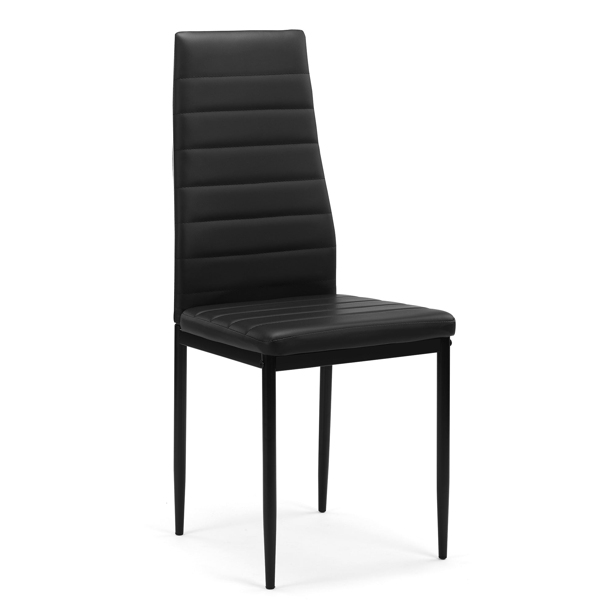 Haoyye Dining Chair Set of 4, Modern PU Leather Upholstered Chairs with Comfortable Cushioned Seats, Sturdy and Space-Saving Dining Room Chairs for Kitchen, Apartment, or Small Dining Area, Easy Assembly, Black