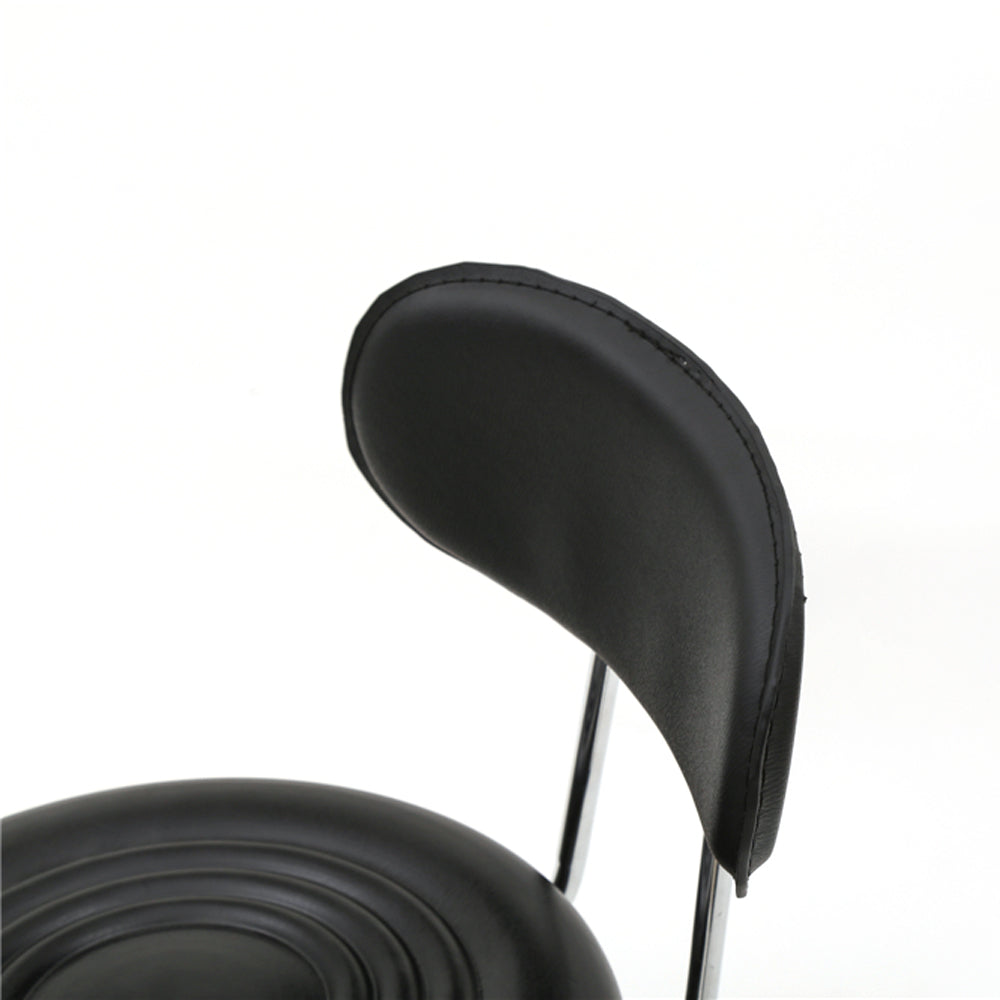 HAOYYE Black Adjustable Salon Stool with Backrest Round Seat Design 360° Swivel PU Leather Comfortable Rolling Chair for Home Office Studio Beauty Spa Lightweight Anti-Skid Durable Construction