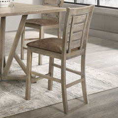 HAOYYE Set of 2 Dining Counter Height Chairs Modern Farmhouse Rustic Look Distressed Design Ladderback Solid Wood Sturdy Space-Saving Heavy Duty Modern Design Adults Dorm Room Easy Assembly