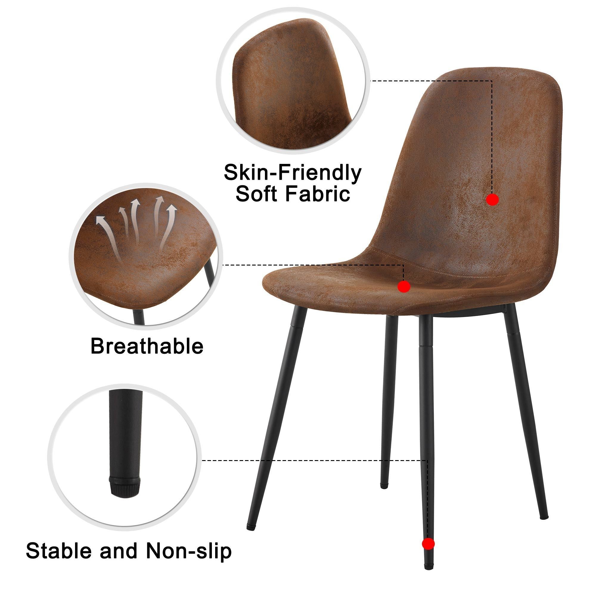 HAOYYEModern Mid-Century Style Restaurant Side Chairs with Cushioned Seats and Black Metal Legs, Comfortable for Kitchen, Dining Room, Lounge, and Farmhouse Use, Sturdy, Space-Saving, and Durable Design