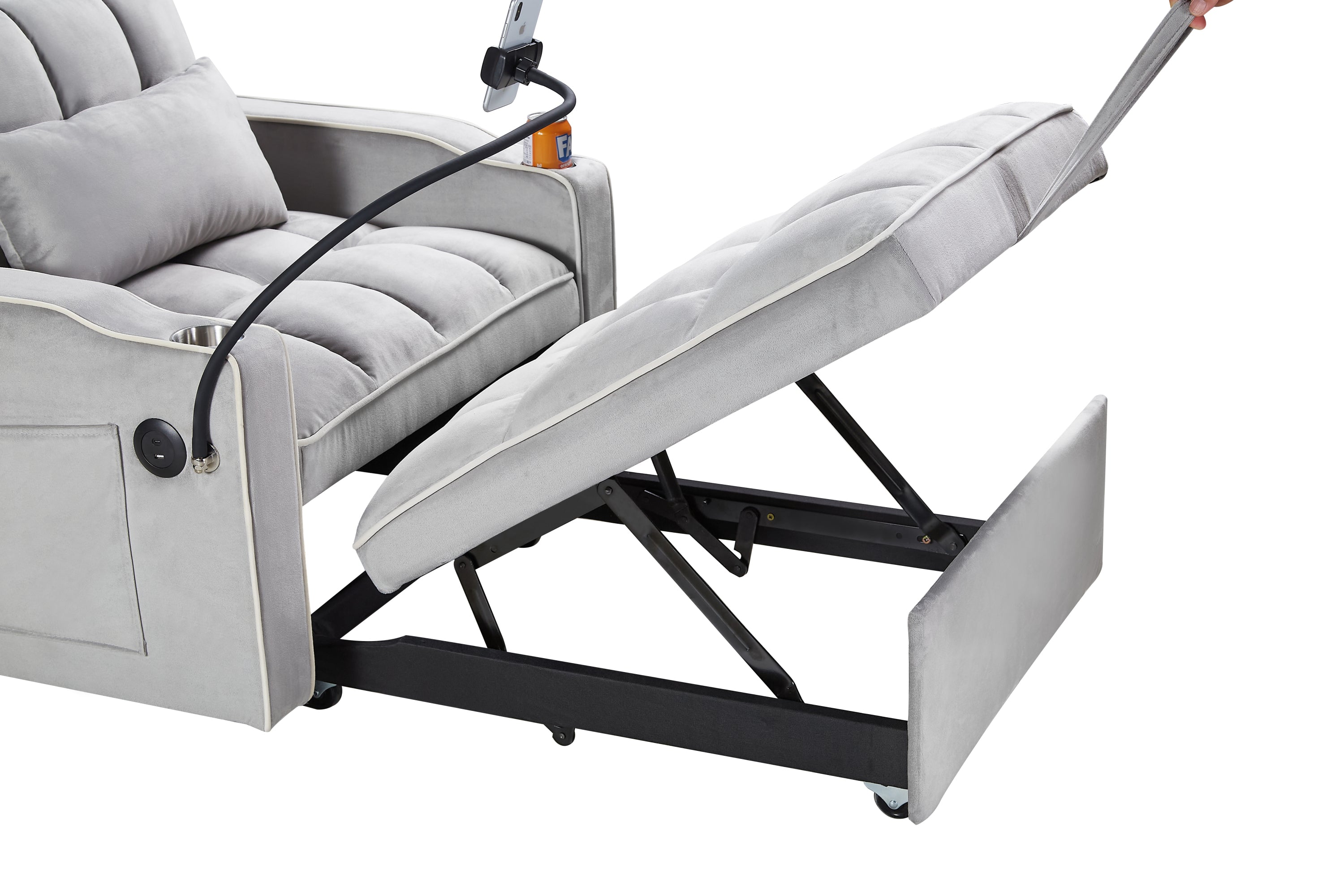 HAOYYE Convertible Sleeper Chair Sofa Bed Adjustable Pull Out Sleeper Chair Bed Multi-Pockets Folding Sofa Bed for Living Room Bedroom Small Space,3-in-1 Sofa Bed Sturdy Space-Saving Heavy Duty Modern Design