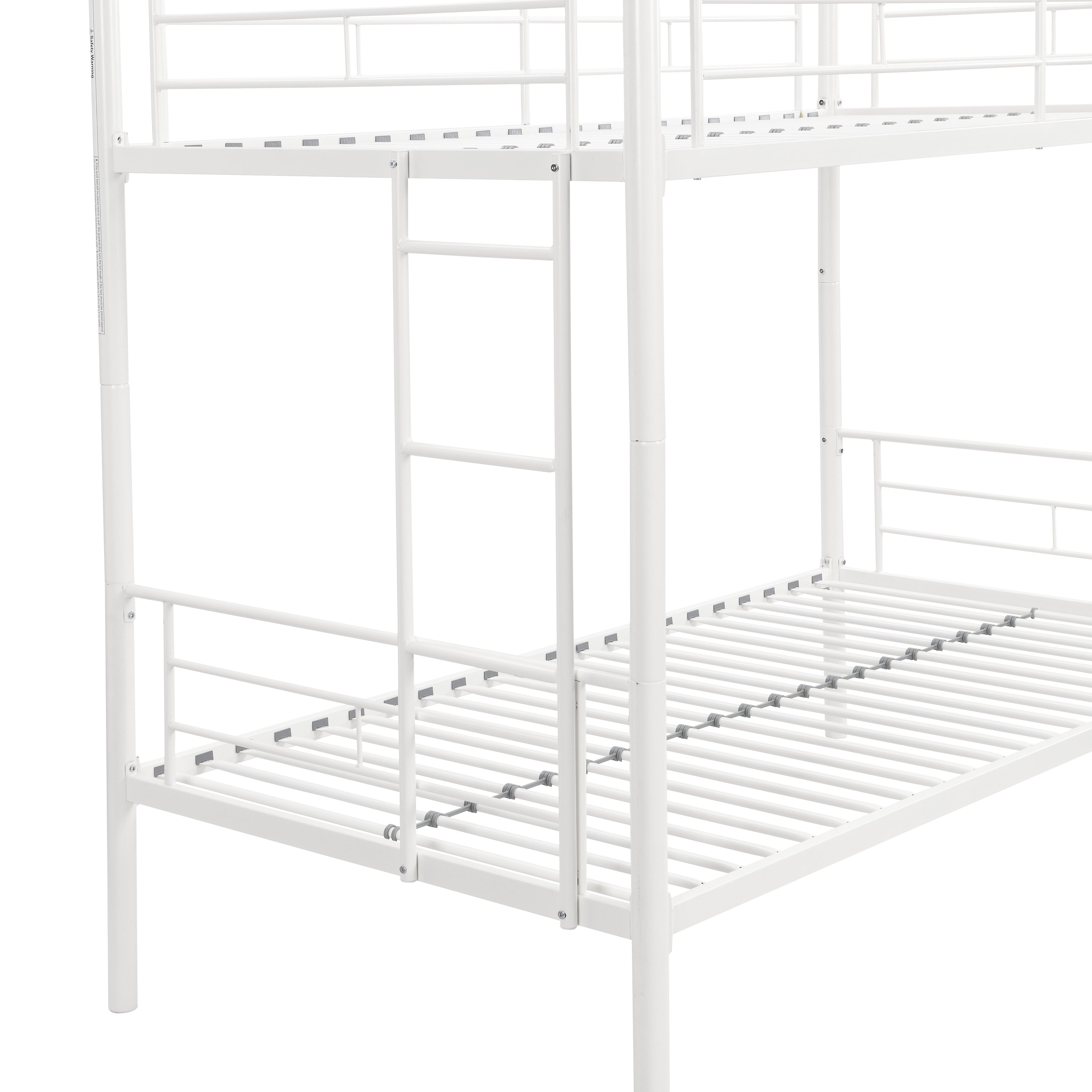 HAOYYE Twin Over Twin Metal Bunk Bed,Metal Structure Bedframe with Safety Guardrails and 2 ladders,Convertible Bunkbeds,No Spring Box Required and Space Saving Design,White Sturdy Space-Saving Heavy Duty