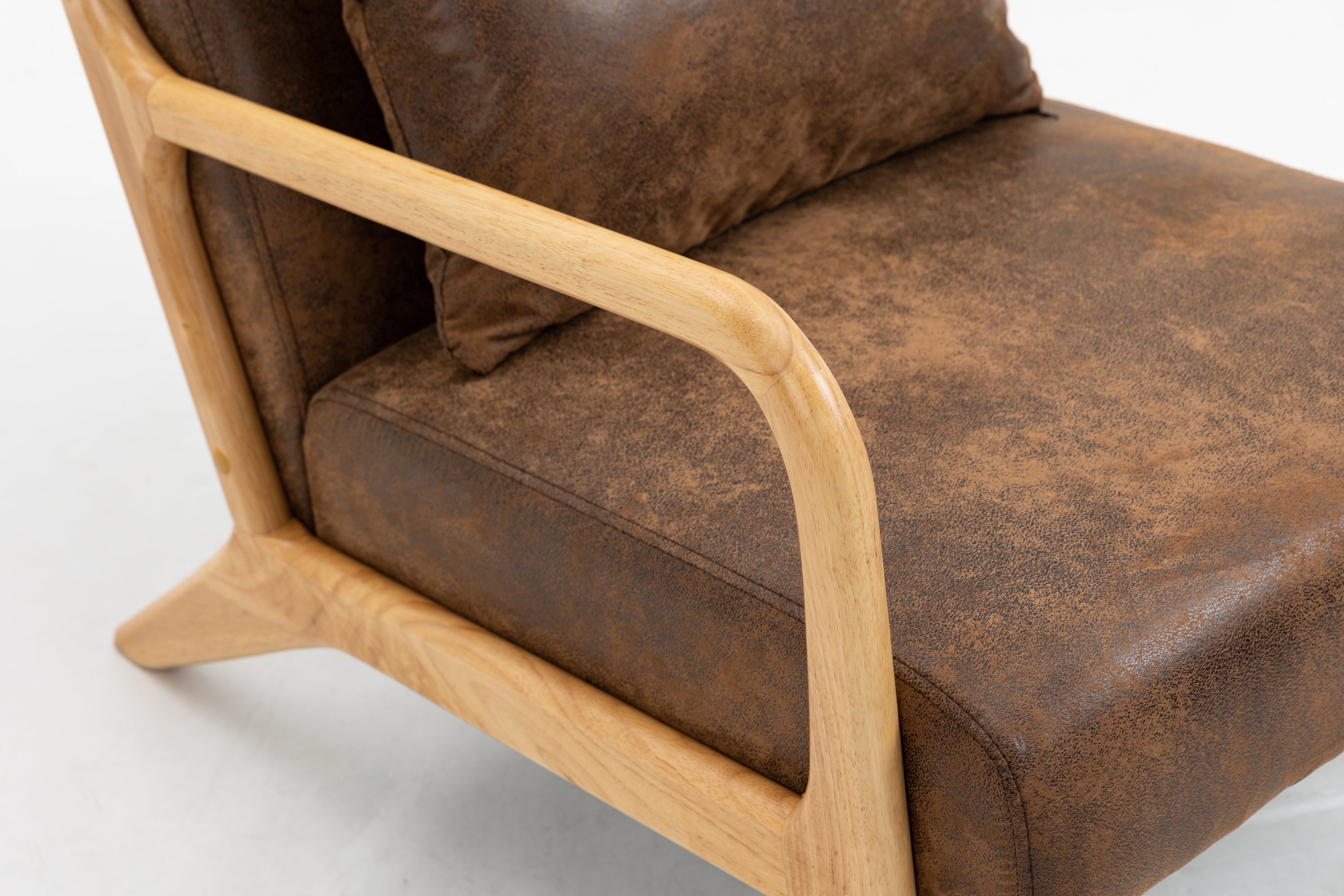 HAOYYE Mid Century Modern Accent Chair with Wood Frame, Upholstered Living Room Chairs with Waist Cushion, Reading Armchair for Bedroom Sunroom Sturdy Space-Saving Heavy Duty Modern Design Adults