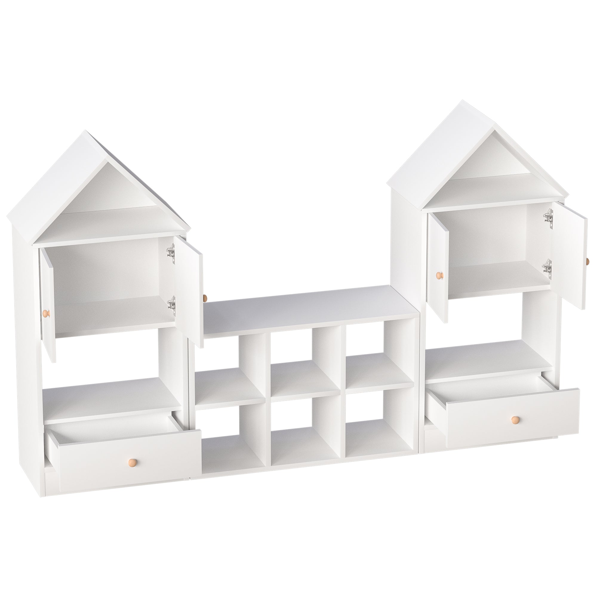 HAOYYE Versatile Bookshelf with House-Shaped Design, Multifunctional Storage Organizer for Books and Toys, Durable and Safe for Playroom or Bedroom, Easy to Assemble