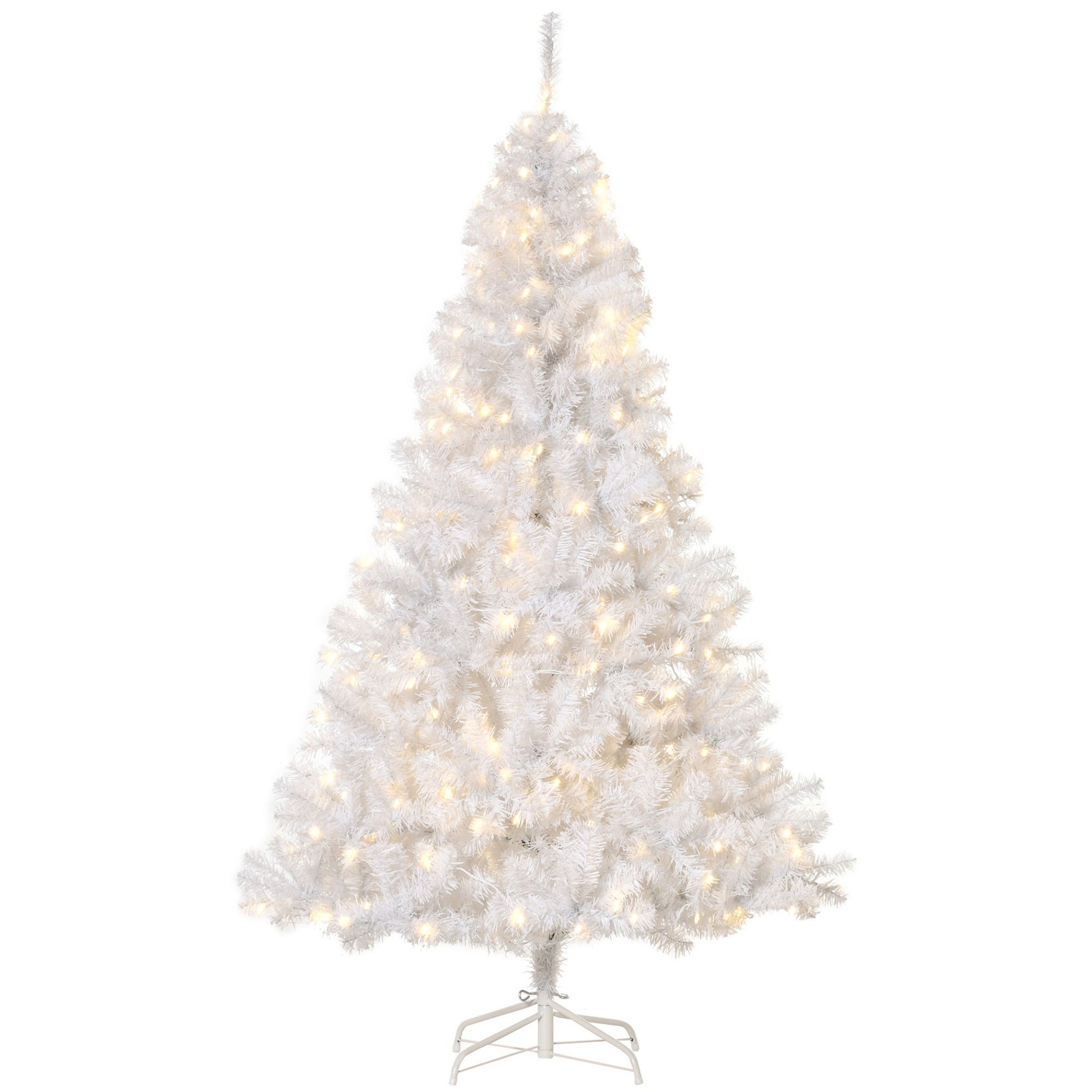 HAOYYE 6' Tall Prelit Christmas Tree Douglas Fir Artificial Christmas Tree with Realistic Branches, 250 Warm White LED Lights and 1000 Tips, White Sturdy Space-Saving Heavy Duty Modern Design