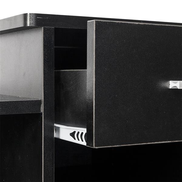 HAOYYE High-Quality Integrated Melamine Board Computer Desk with Drawer, Modern Black Office Desk for Home Workstation, Sturdy and Durable Writing Table with Storage for Study and Living Room