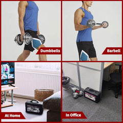 HAOYYE 44lbs Adjustable Dumbbell Set 3 in 1 Dumbbell and Barbell Kit with Metal Connecting Rod and Chromed Weight Plates Portable Gift Box for Home Gym Strength Training and Full Body Workouts