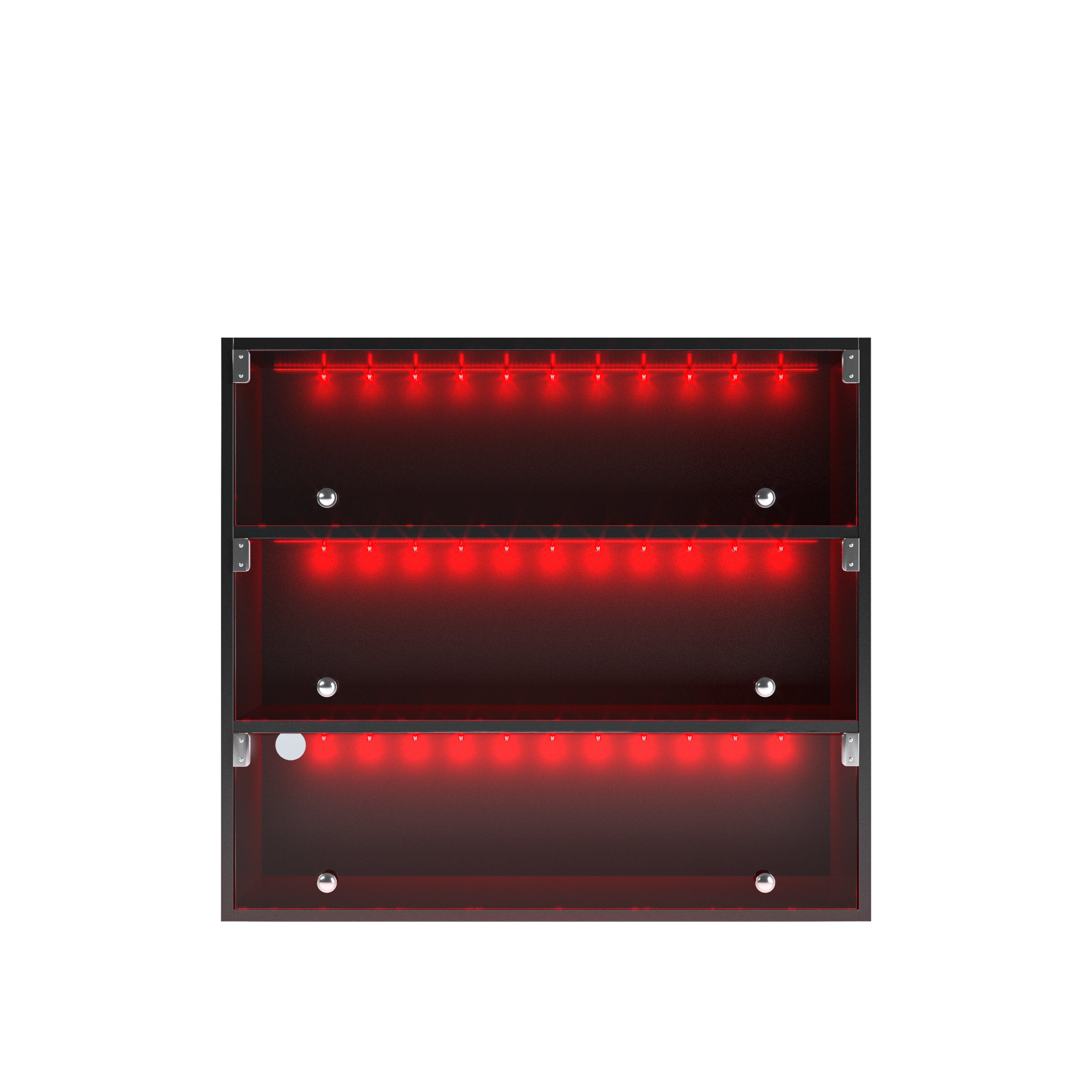 HAOYYE BLACK LED light shoe box three layers with glass doors Sturdy Space-Saving Heavy Duty Modern Design Adults Dorm Room Easy Assembly Bedroom Furniture