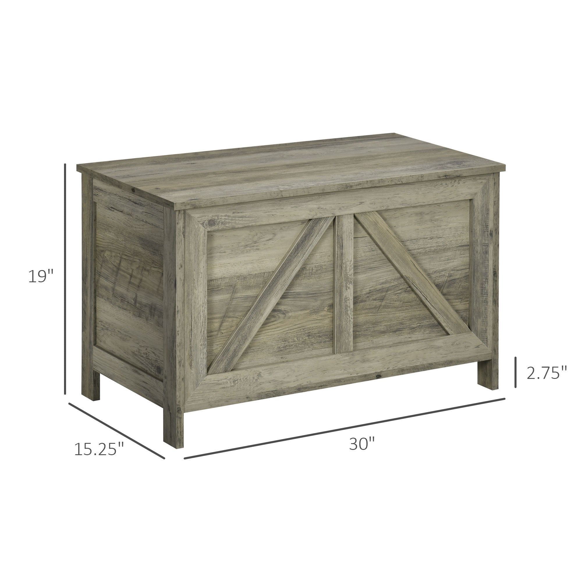 HAOYYE Gray Storage Bench with Flip-Top Lid and Safety Lift Support, Farmhouse Style Wooden Storage Chest for Entryway Bedroom Living Room, Multi-Purpose Organizer Cabinet with Strong Load Capacity and Hidden Compartment