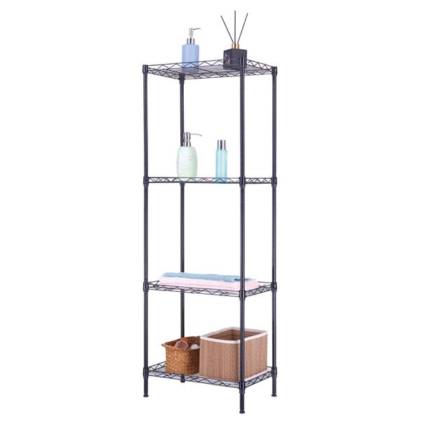 HAOYYE 4-Tier Wire Shelving Unit Metal Storage Rack Black Adjustable Organizer with Leveling Feet for Kitchen Bathroom Office