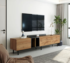 HAOYYE Modern TV Stand for 80'' TV with 3 Doors, Media Console Table, Entertainment Center with Large Storage Cabinet for Living Room, Bedroom Sturdy Space-Saving Heavy Duty Modern Design Adults