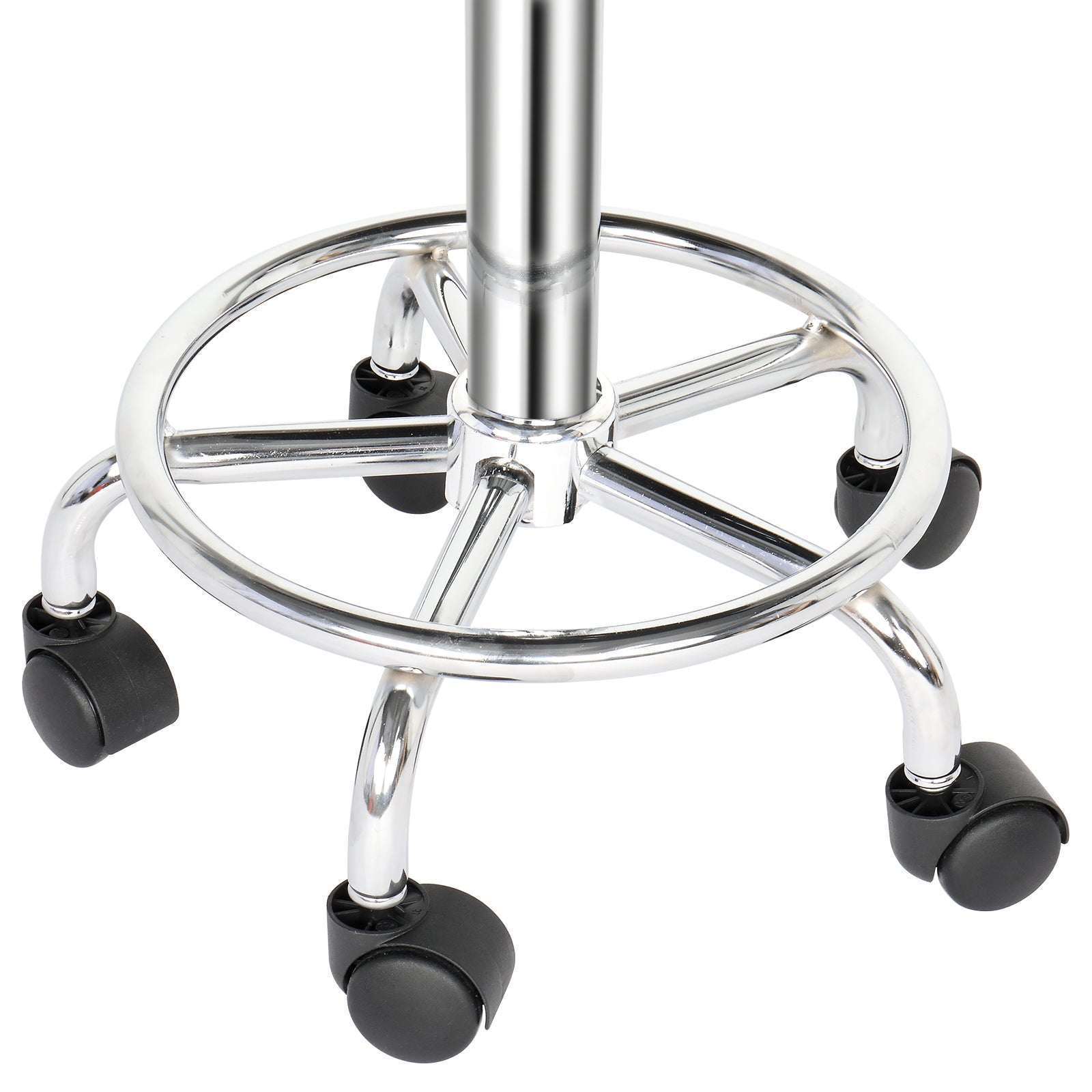 HAOYYE Black Round Bar Stool with 360 Degree Swivel and Rolling Casters, PU Leather Adjustable Height Seat, Comfortable and Durable Design for Home Office Salon Studio Use