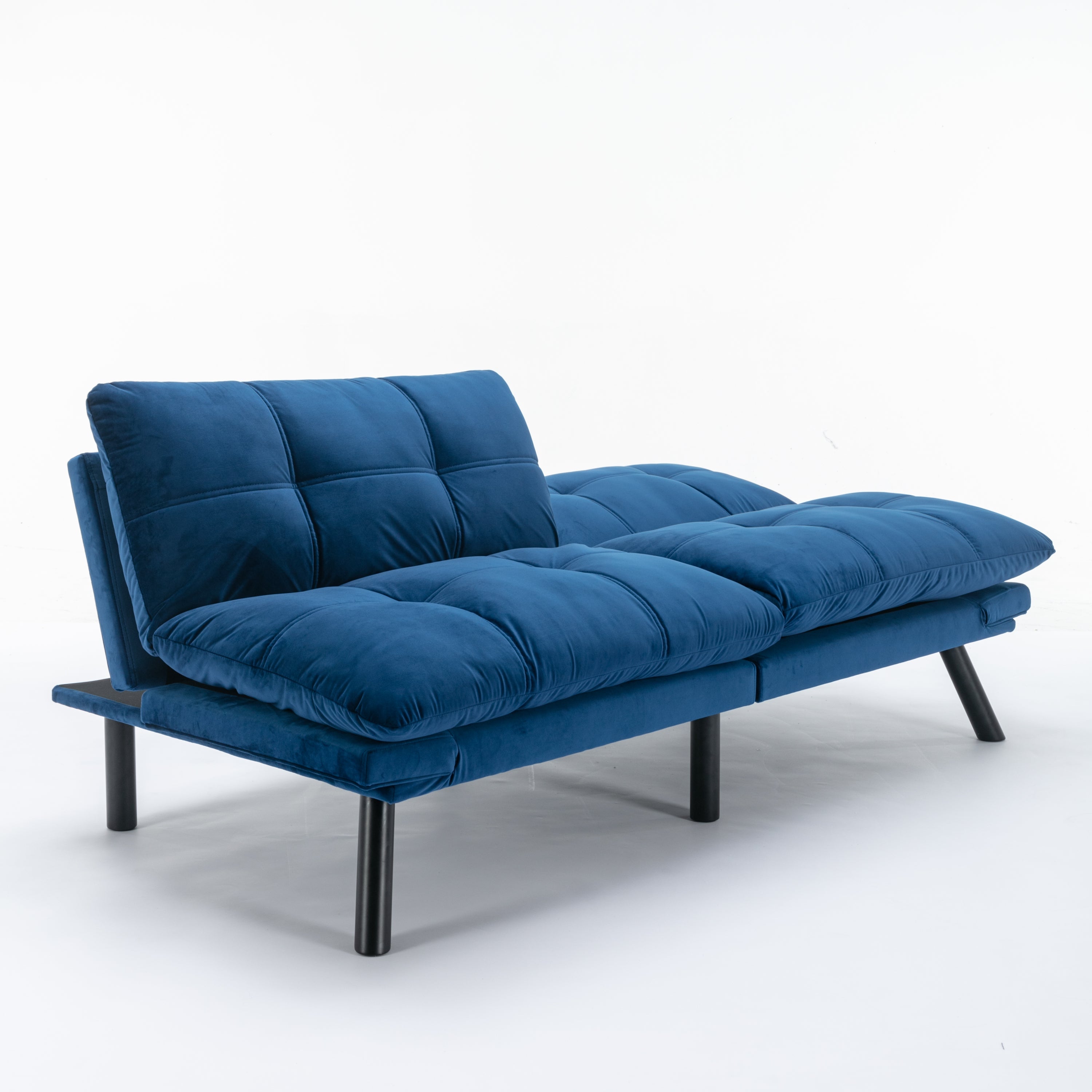 HAOYYE Navy Blue Convertible Folding Modern Sofa Bed Sturdy Space-Saving Heavy Duty Modern Design for Adults Dorm Room Easy Assembly Bedroom Furniture