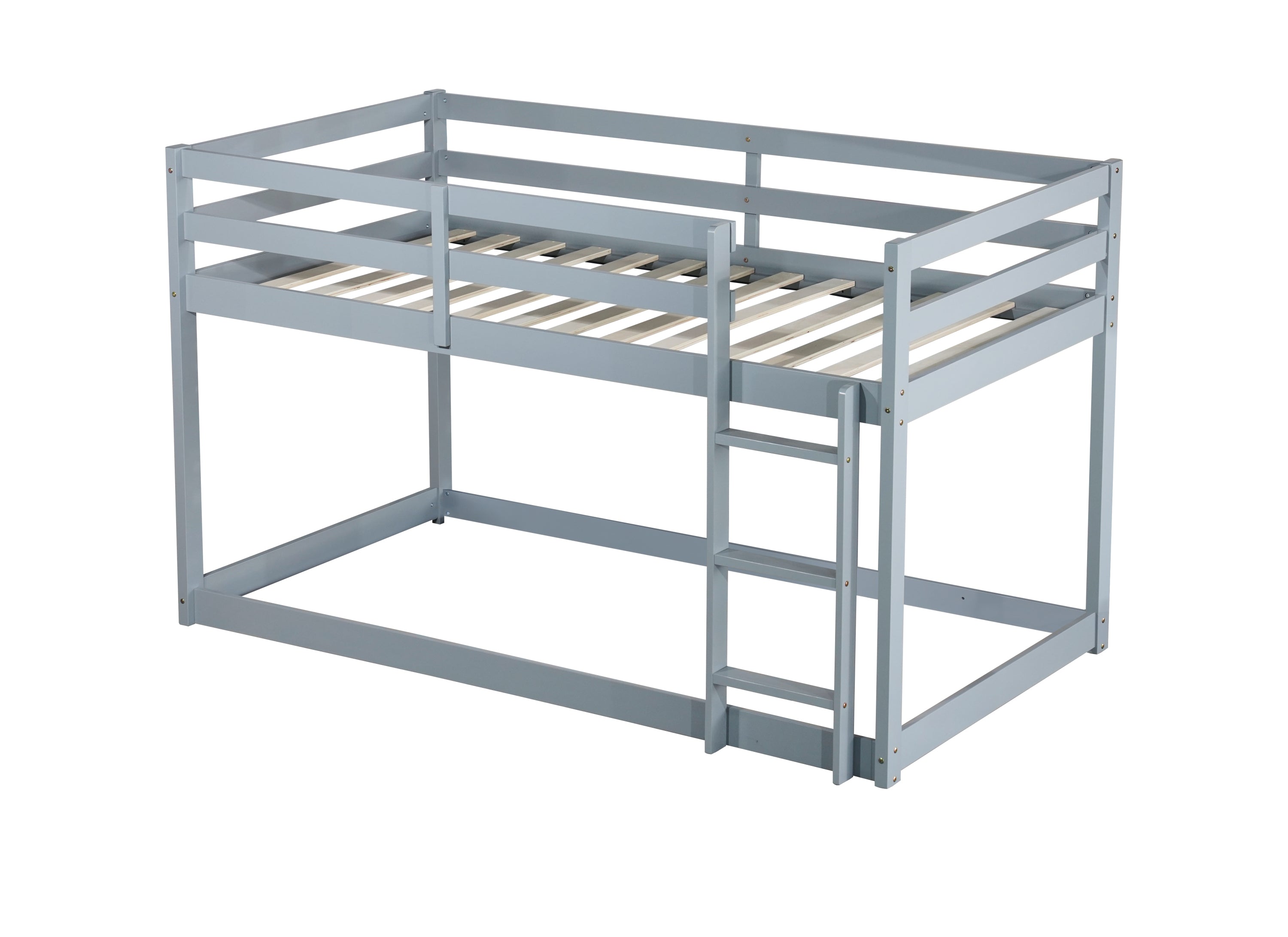 HAOYYE Solid Wooden, Solid Rubber Wooden Twin over Twin Loft Bed with Ladder, with Bed Platform of Strengthened Slats , Grey Sturdy Space-Saving Heavy Duty Modern Design Adults Dorm Room Easy Assembly