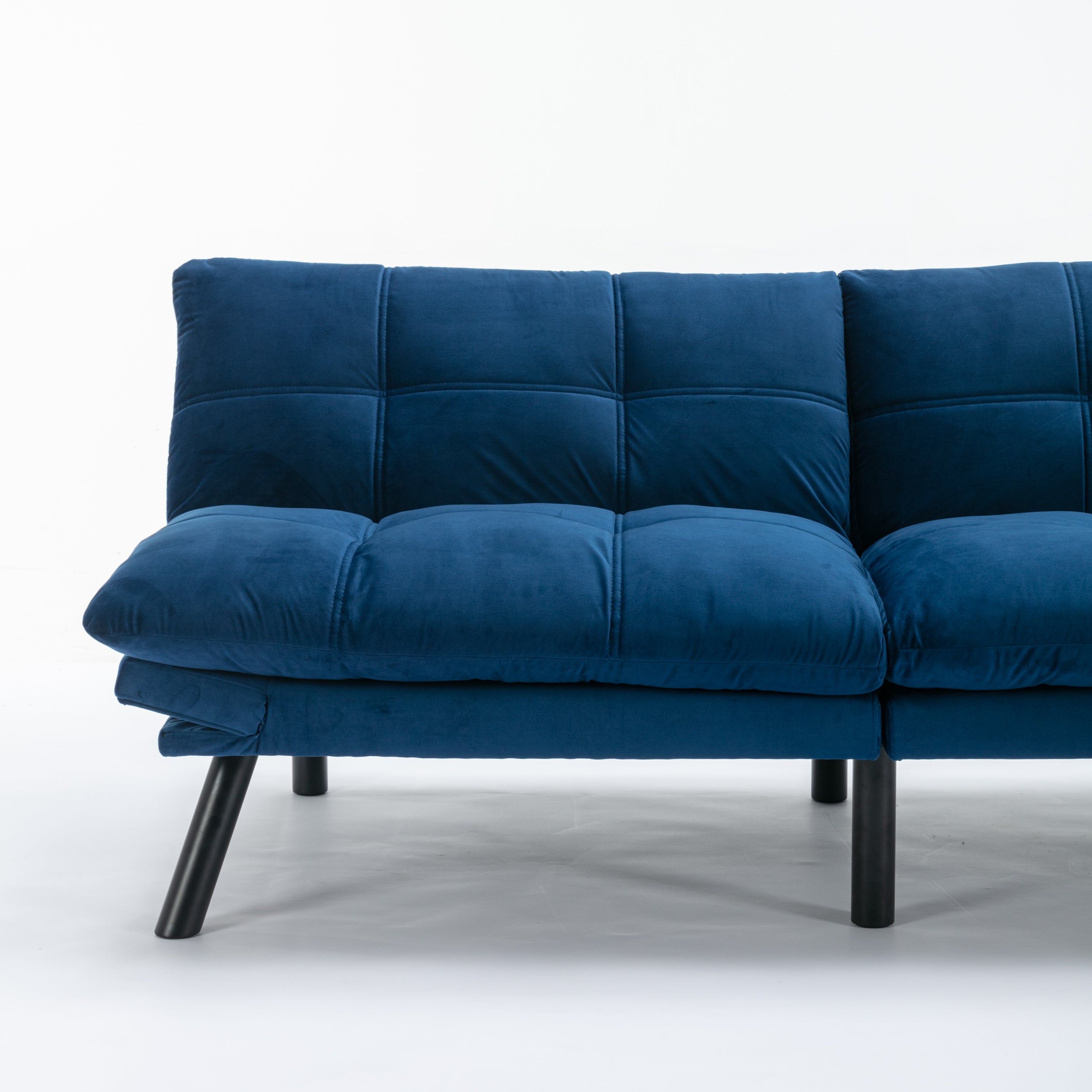 HAOYYE Navy Blue Convertible Folding Modern Sofa Bed Sturdy Space-Saving Heavy Duty Modern Design for Adults Dorm Room Easy Assembly Bedroom Furniture