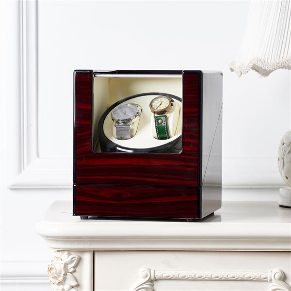 HAOYYE Double Watch Winder, Automatic Rotation Wood Display Case, Sturdy And Durable Design, Multifunctional Watch Storage Organizer, Modern Space-Saving Storage Solution, Practical And Stylish Home Organizer For Men’s And Women’s Watches