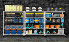 HAOYYE 5-Layer Heavy Duty Adjustable Shelving Unit with Wheels and Adjustable Feet, Sturdy Metal Storage Rack for Warehouse, Supermarket, Kitchen and Commercial Use, Each Shelf Supports 300 Lbs, Space-Saving Industrial Design, Easy Assembly