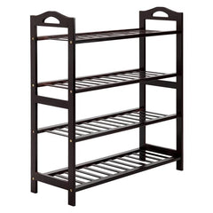 HAOYYE 4-Tier Bamboo Shoe Rack with 12 Slats, Durable Coffee Finish, Space-Saving and Stylish Organizer for Living Room or Bedroom, Modern Design and Premium Quality Storage Solution for Home Essentials