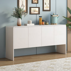 HAOYYE Minimalist Style 60"L Large Storage Space Sideboard with 4 Doors and Rebound Device for Living Room and Entryway (White) Sturdy Space-Saving Heavy Duty Modern Design Adults Dorm Room