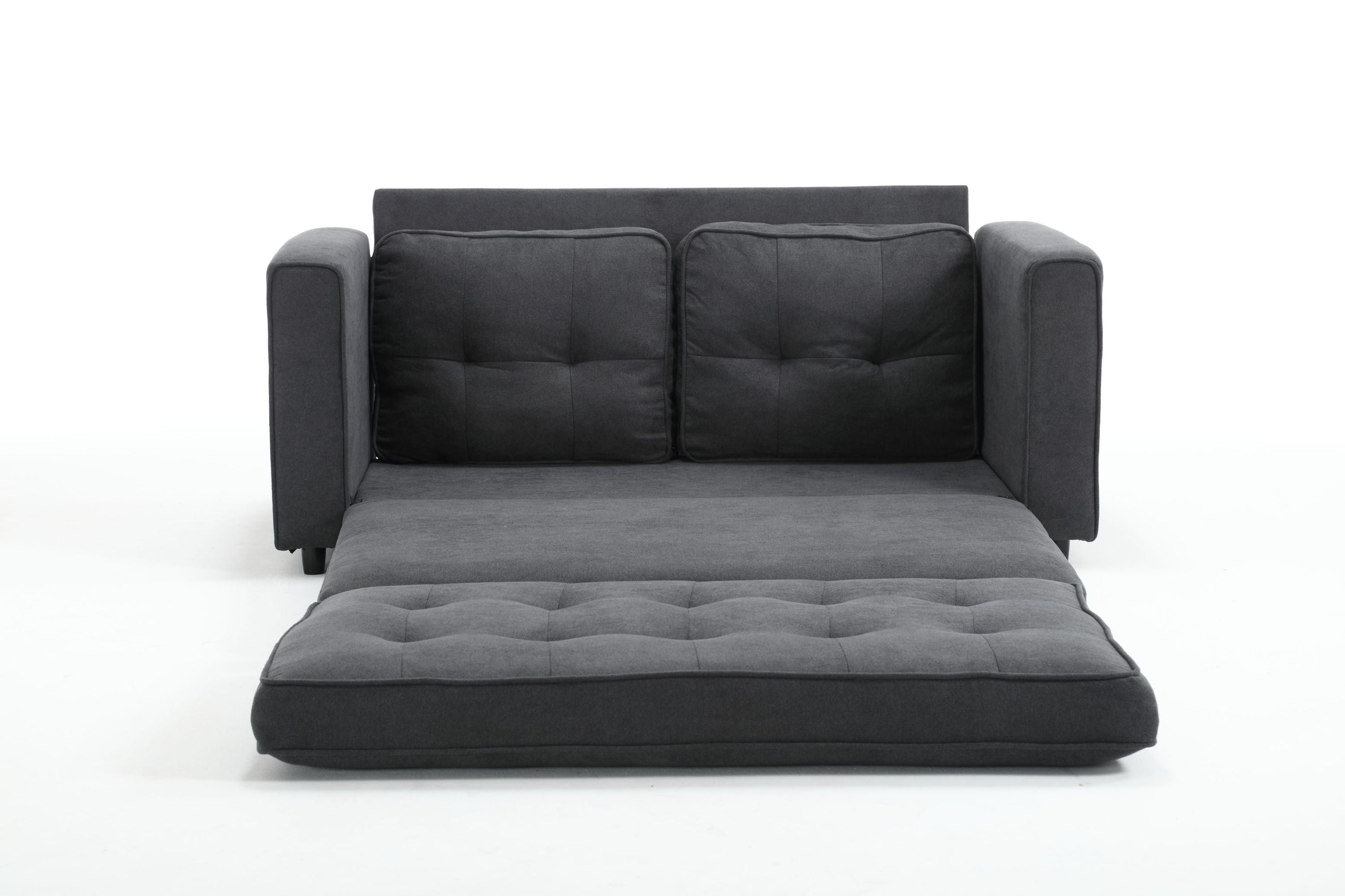 HAOYYE 3-Fold Convertible Futon Couch, Pull Out Sofa Bed, Space-Saving Loveseat Sleeper, Velvet Linen Fabric Upholstery, Heavy Duty Durable Sofa for Living Room, Modern Compact Design, Dark Gray, Light Gray, Beige