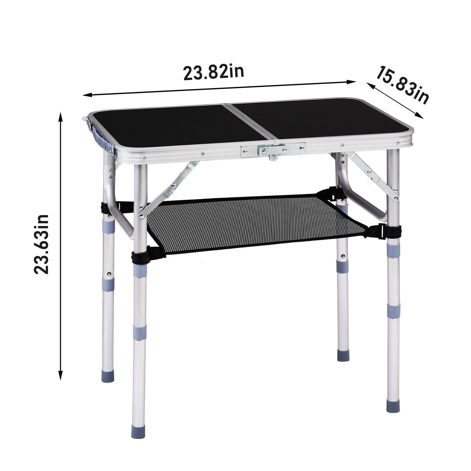 HAOYYE Black with 3 Adjustable Height Outdoor Folding Camping Table, Portable Aluminum Foldable Patio Side Table, Lightweight and Durable Design with Carry Handle for Hiking, Picnic, BBQ, Beach, Indoor or Outdoor Use