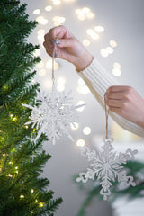HAOYYE Set of 6 Iron Snowflake Hanger, Decorative Hanging Ball Christmas Tree Ornaments for Holiday Party Decorations Sturdy Space-Saving Heavy Duty Modern Design Adults Dorm Room Easy Assembly
