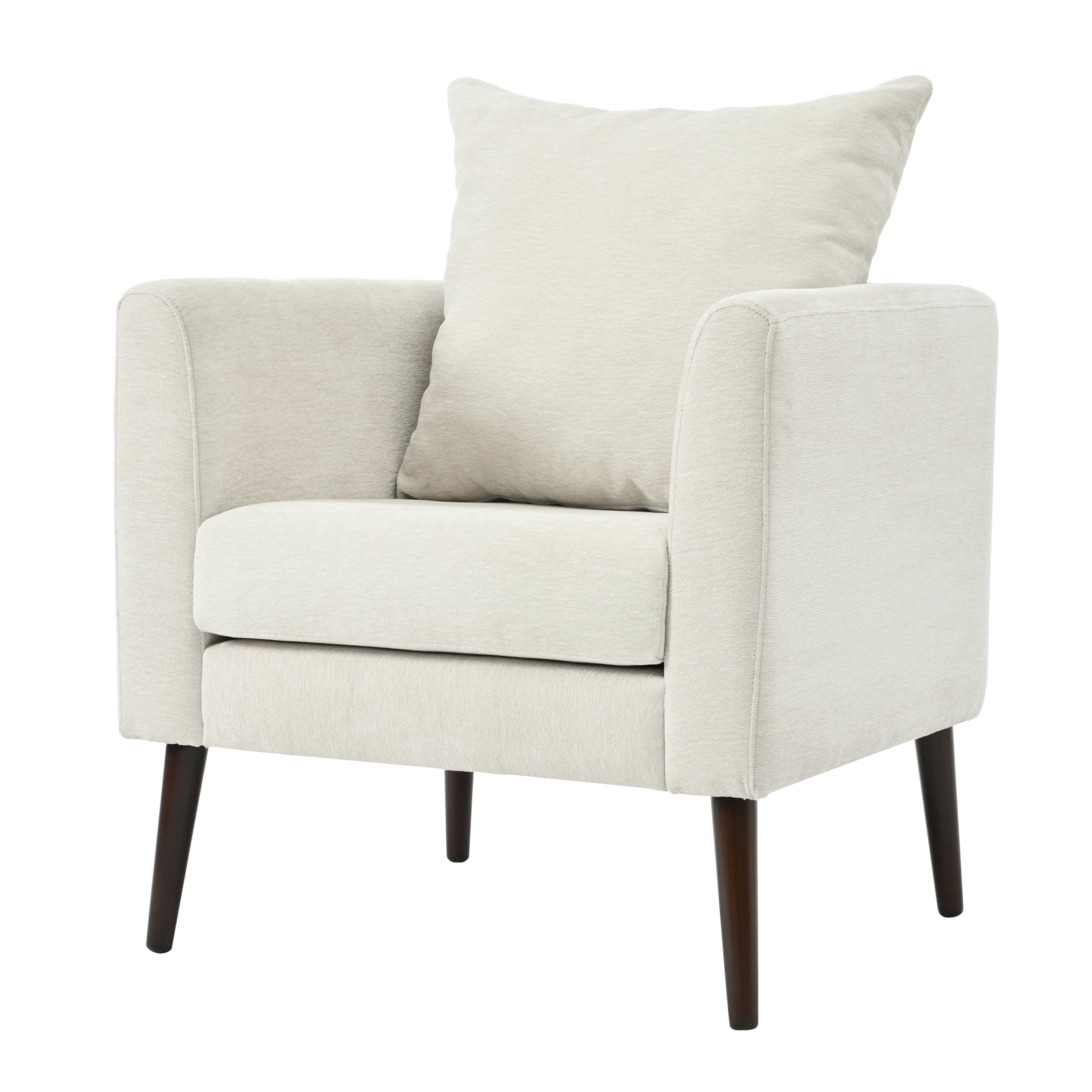 HAOYYE Barrel Chair, Chenille Accent Chair, Fabric Armchair Club Chair,Upholstered Arm Chair with Solid Wood Legs,Waist Pillow,Padded Single Chair for Living Room/Bedroom/Study/Waiting Room,Beige Sturdy