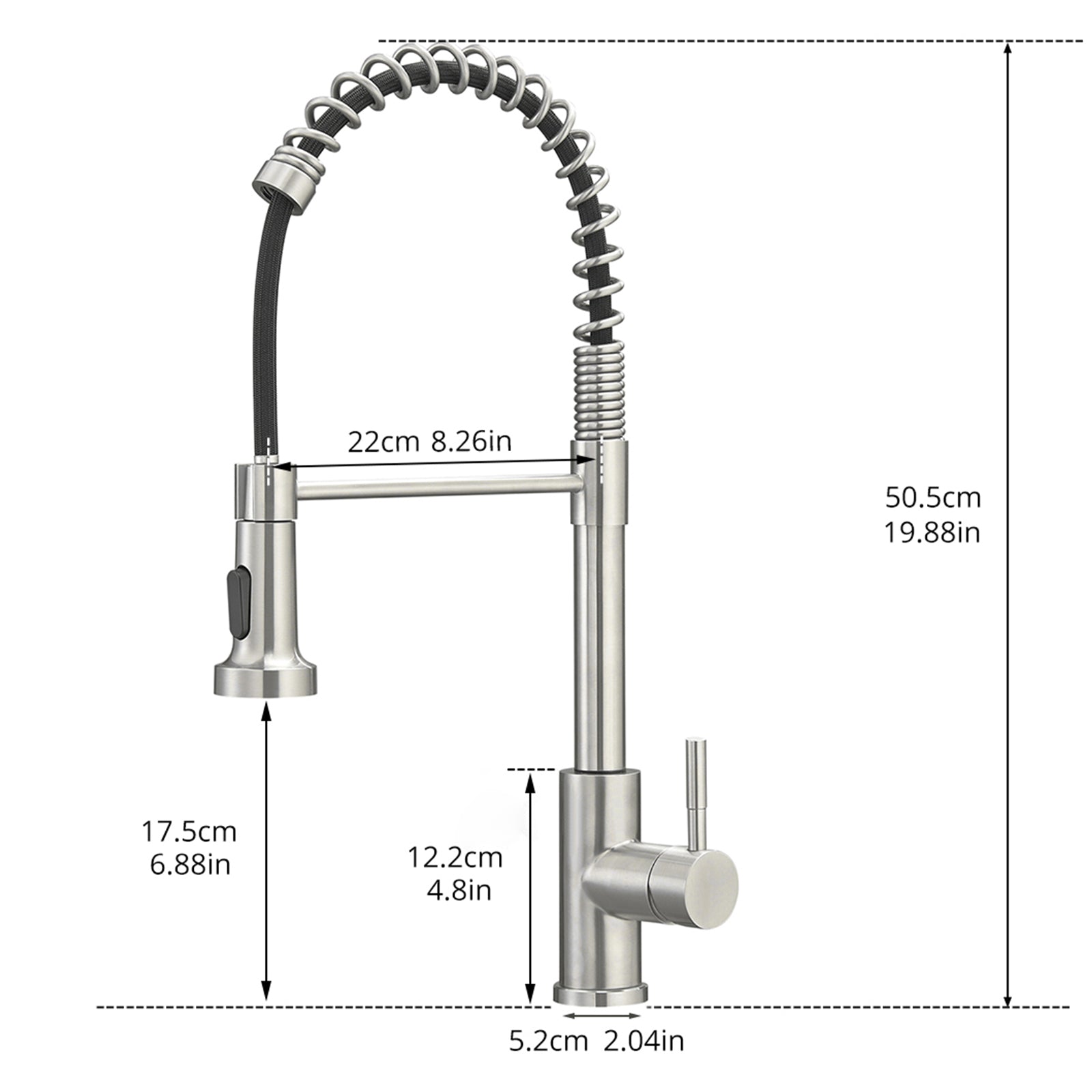 HAOYYE Commercial Brushed Nickel Kitchen Faucet with Pull Out Sprayer, Single Handle Single Lever Kitchen Sink Faucet Sturdy Space-Saving Heavy Duty Modern Design Adults Dorm Room Easy Assembly