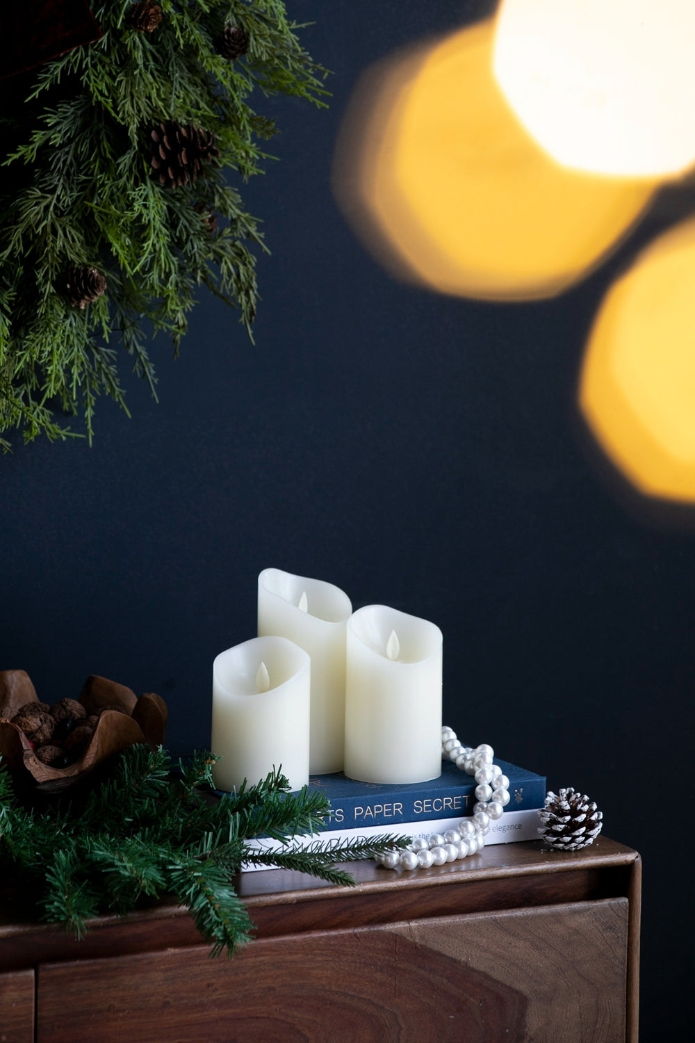 HAOYYE Set of 3 Flickering Ivory LED Candles with Remote Timer, L:D3X6" M:D3X5" S:D3X4" Sturdy Space-Saving Heavy Duty Modern Design Adults Dorm Room Easy Assembly Bedroom Furniture
