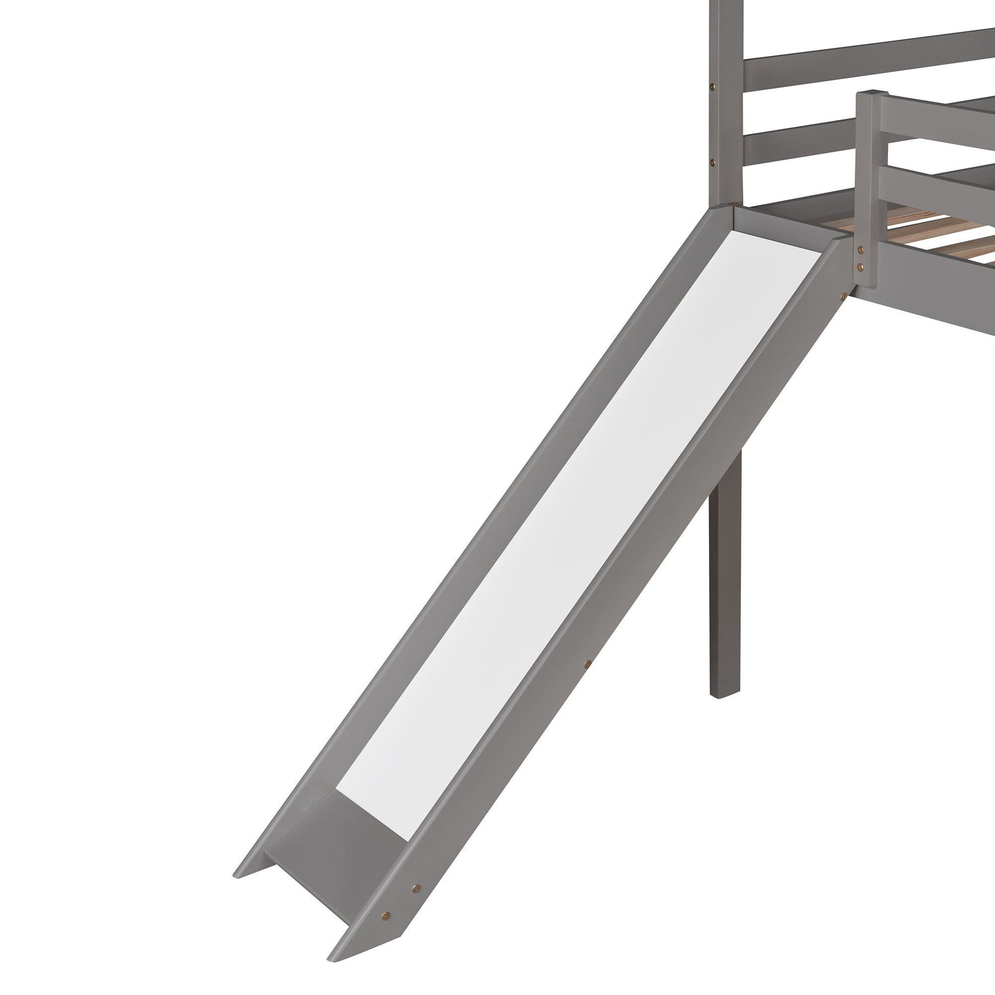 HAOYYE Twin Loft Bed with Slide, House Bed with Slide,Gray(OLD SKU :WF286245AAE) Sturdy Space-Saving Heavy Duty Modern Design Adults Dorm Room Easy Assembly Bedroom Furniture