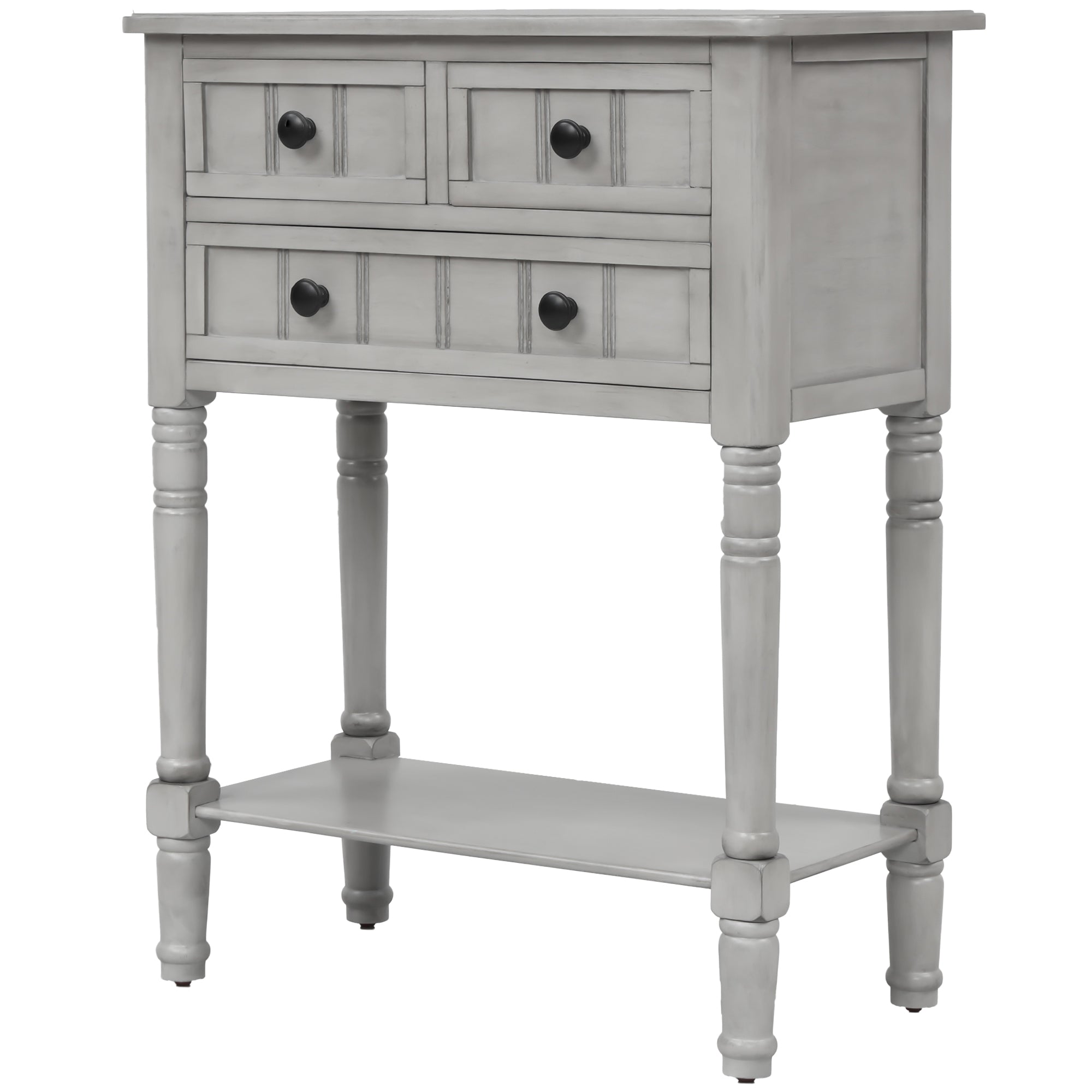 HAOYYE Slim Console Table With Three Drawers And Bottom Shelf, Narrow Sofa Table For Living Room, Modern Space-Saving Design, Heavy Duty Construction, Easy Assembly (Gray Wash)