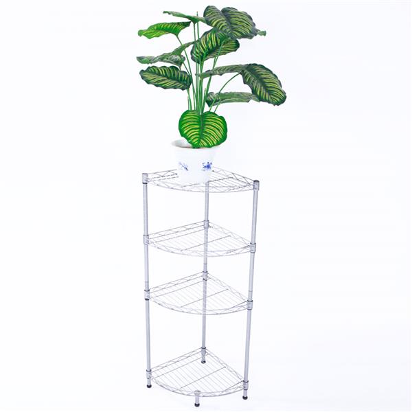 HAOYYE Fan-Shaped Carbon Steel Metal Assembly 4-Tier Storage Rack, Silver Gray, Soft Cozy Warm Flannel Fleece Home Decor, Luxury Comfortable Unique Design, Premium Quality Decorative Storage Unit for Living Room or Office