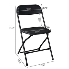 HAOYYE 10pcs Plastic Folding Chairs Black – Heavy Duty Durable Garden Chairs with Metal Frame, Portable and Lightweight for Indoor Outdoor Events, Parties, Office, Church, Picnic Seating