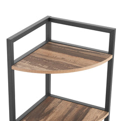 DE Direct HAOYYE 6-Tier Corner Shelf Modern Open Bookcase Wood Storage Rack Freestanding Display Stand for Plants Albums and Décor Space-Saving Bookshelf for Living Room Home Office Kitchen Rustic Brown