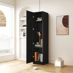 HAOYYE Stackable Wall Mounted Storage Cabinet, 15.75" D x 15.75" W x 70.87" H,black Sturdy Space-Saving Heavy Duty Modern Design Easy Assembly Durable Stylish Home Furniture Versatile