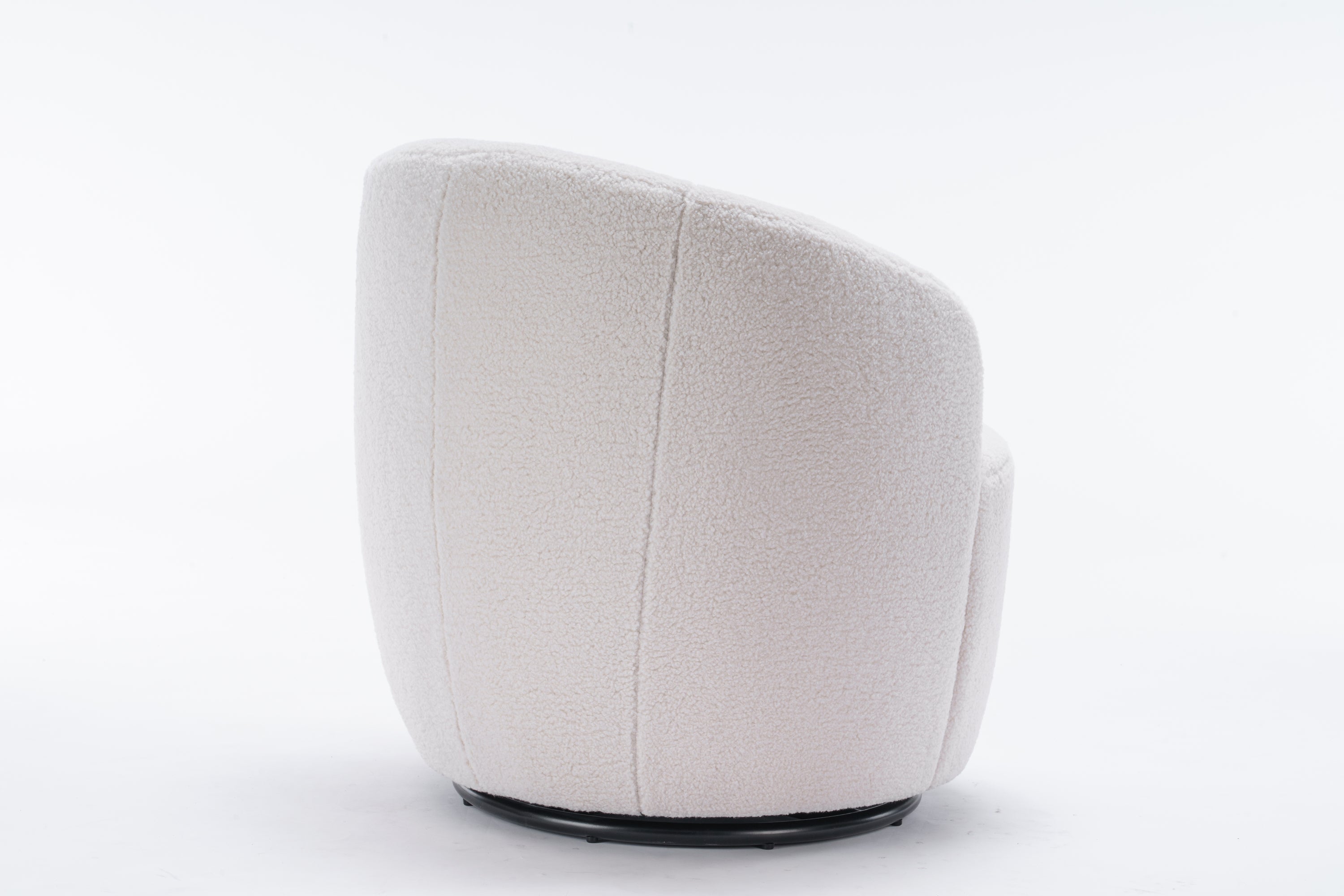 HAOYYE Teddy Fabric Swivel Accent Armchair Barrel Chair With Black Powder Coating Metal Ring,Ivory White Sturdy Space-Saving Heavy Duty Modern Design Easy Assembly Durable Stylish Home Furniture Versatile