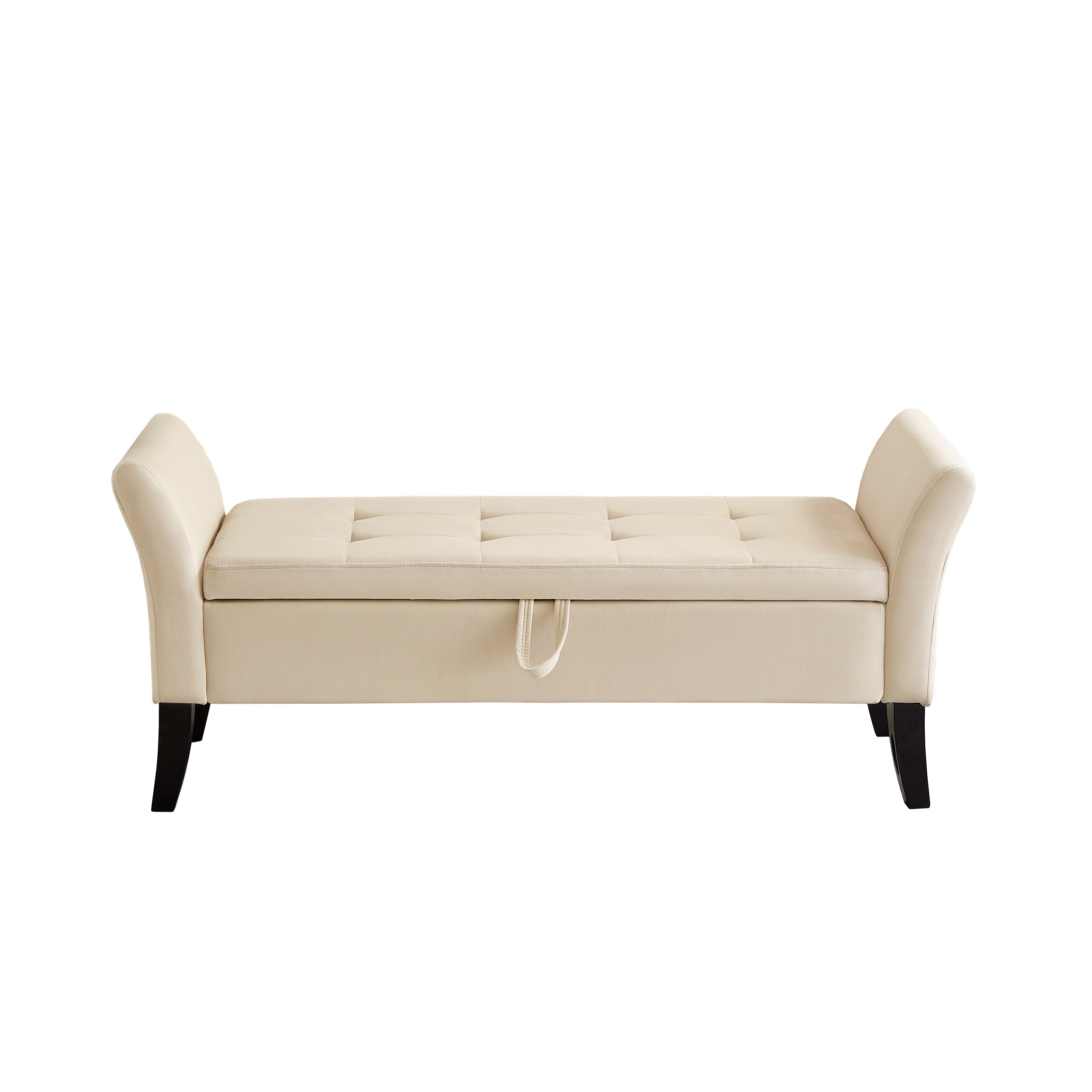 HAOYYE 51.5" Bed Bench with Storage Beige Velvet Sturdy Space-Saving Heavy Duty Modern Design Adults Dorm Room Easy Assembly Bedroom Furniture