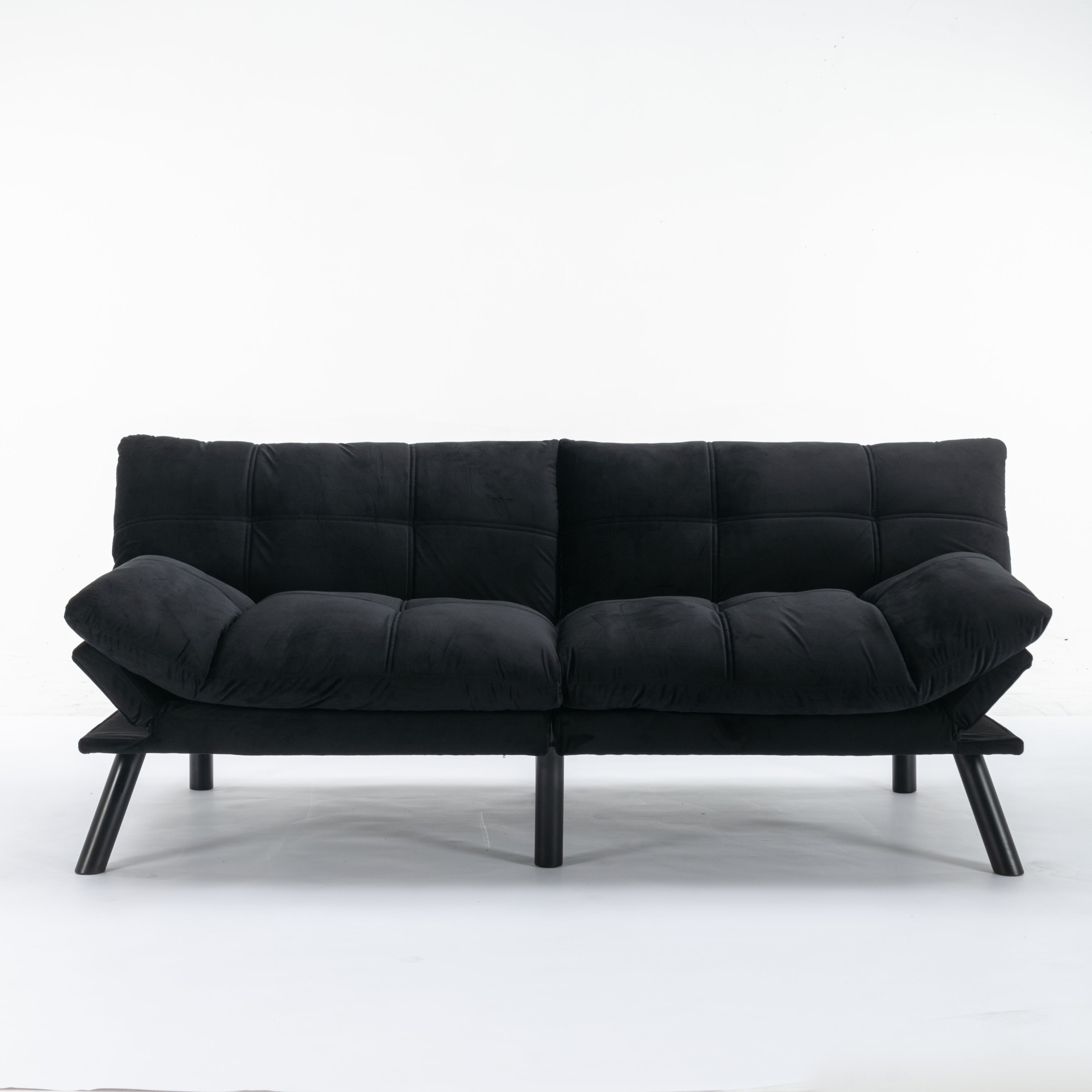 HAOYYE Black Convertible Folding Modern Sofa Bed, Sturdy Space-Saving Heavy Duty Design for Adults Dorm Room Easy Assembly Bedroom Furniture