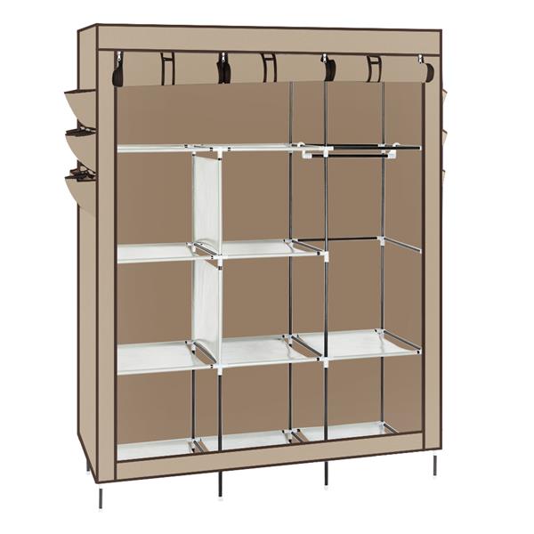 HAOYYE 69" Beige Non-Woven Fabric Wardrobe, High-Leg Assembled Closet Organizer with Dustproof Cover, Durable Space-Saving Storage Solution for Bedroom, Living Room, Modern Design, Stylish and Versatile for Home Essentials