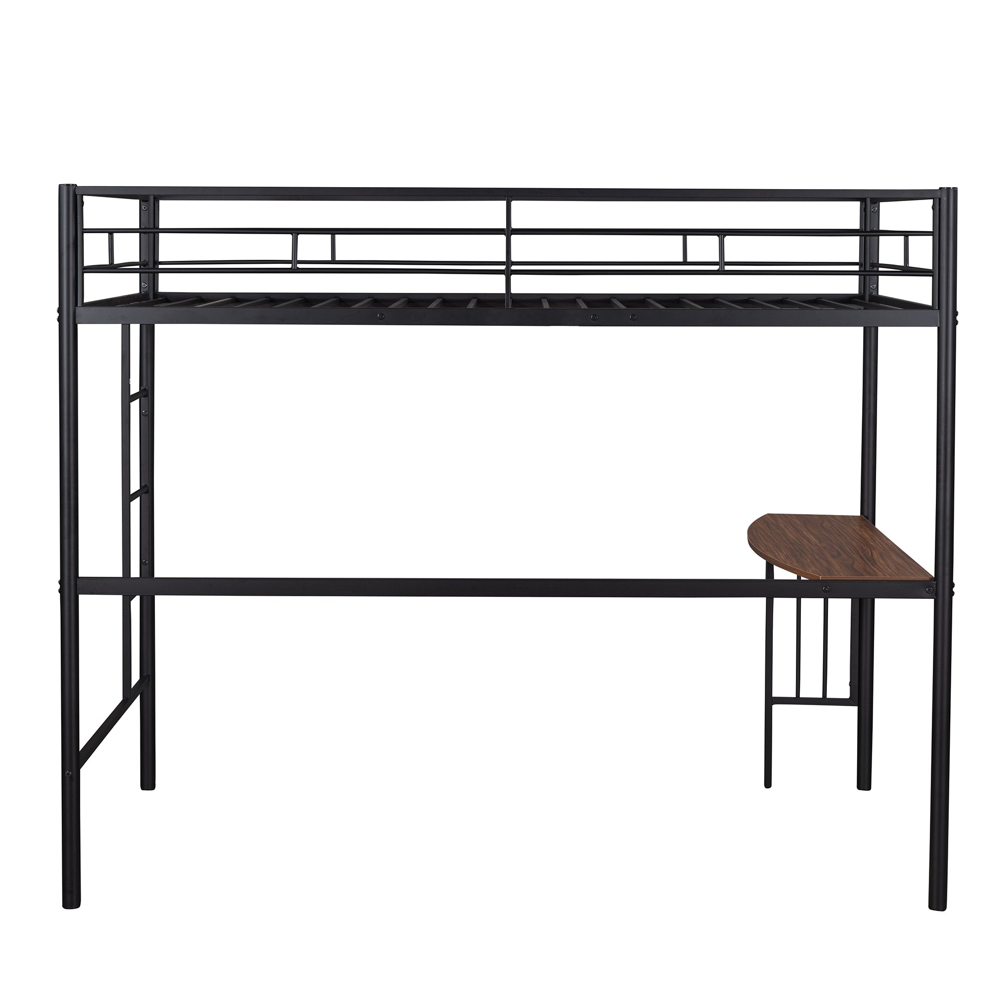 HAOYYE Twin Metal Loft Bed with Desk, Ladder and Guardrails, Loft Bed for Bedroom, Black(OLD SKU : MF195191AAB) Sturdy Space-Saving Heavy Duty Modern Design Easy Assembly Durable Stylish Home Furniture