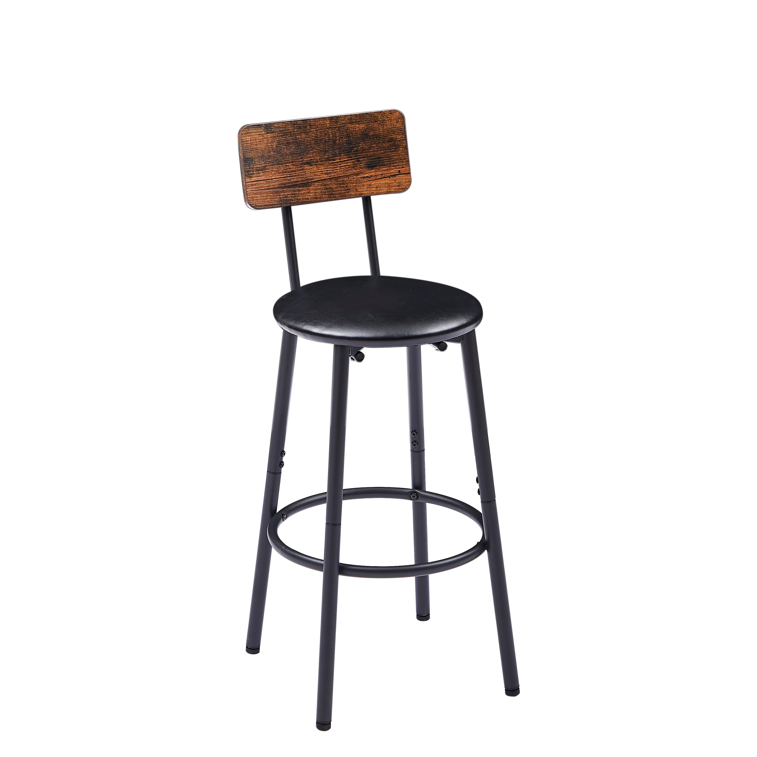 HAOYYE Bar Table Set with 2 Bar stools PU Soft seat with backrest, Rustic Brown, 43.31'' L x 15.75'' W x 35.43'' H. Sturdy Space-Saving Heavy Duty Modern Design Adults Dorm Room Easy Assembly