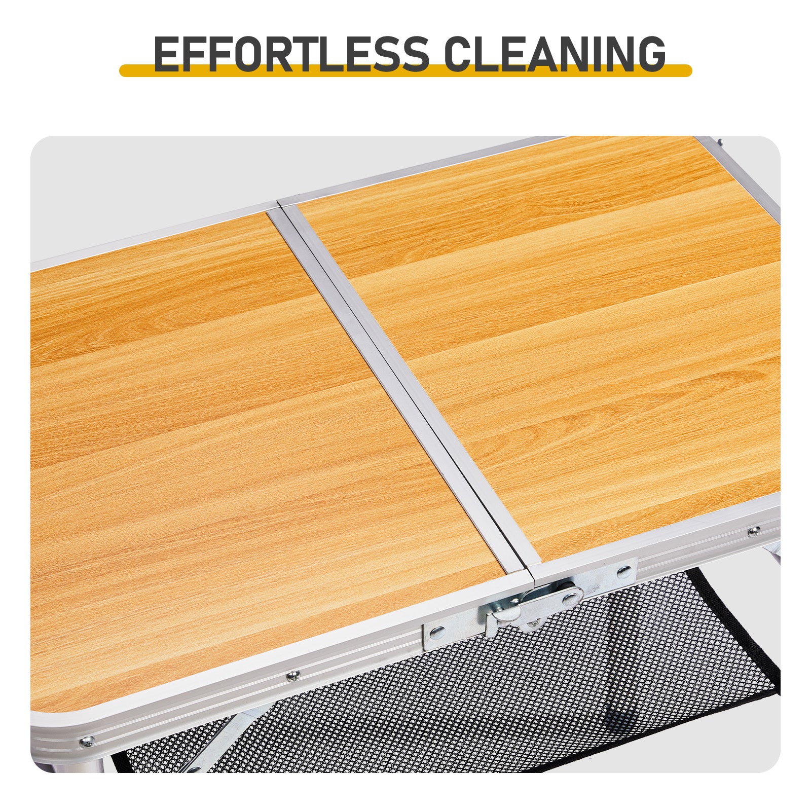 HAOYYE Wooden Pattern with 3 Adjustable Heights Outdoor Folding Camping Table, Portable Aluminum Foldable Patio Side Table, Lightweight and Durable Design with Carry Handle for Hiking, Picnic, BBQ, Beach, Indoor or Outdoor Use