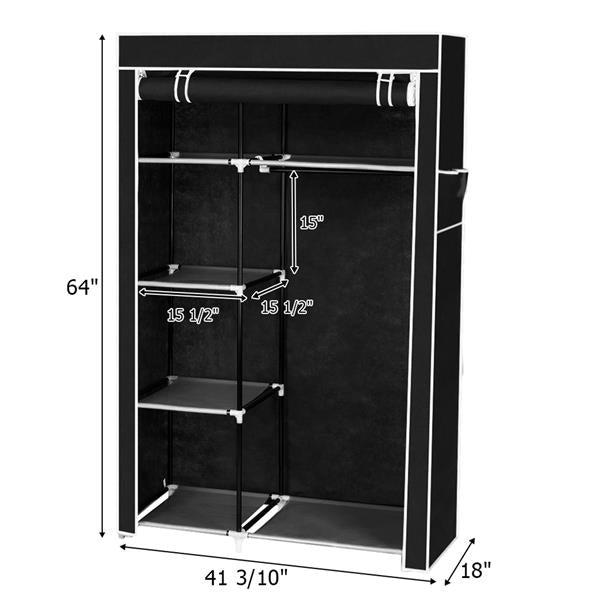 HAOYYE 64" Portable Closet Organizer with Shelves, Durable and Space-Saving Clothes Storage Wardrobe, Modern Design Garment Rack with Hanging Rod and Extra Shelving, Versatile and Stylish Home Organizer for Bedroom or Laundry Room