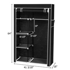 HAOYYE 64" Portable Closet Organizer with Shelves, Durable and Space-Saving Clothes Storage Wardrobe, Modern Design Garment Rack with Hanging Rod and Extra Shelving, Versatile and Stylish Home Organizer for Bedroom or Laundry Room