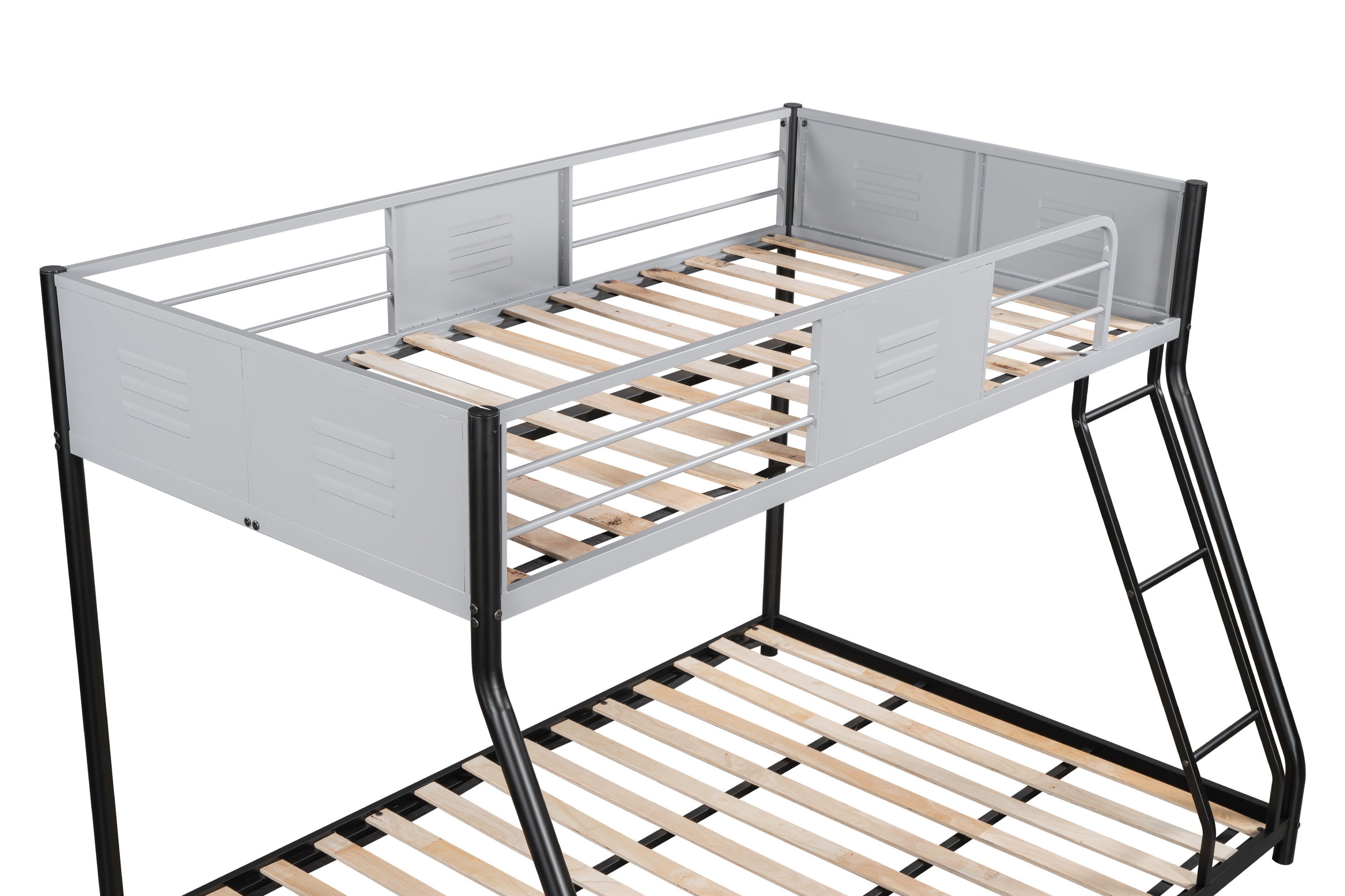 HAOYYE Metal Twin over Full Bunk Bed/ Heavy-duty Sturdy Metal/ Noise Reduced/ Safety Vent Board Guardrail/ CPC Certified/ No Box Spring Needed Space-Saving Heavy Duty Modern Design Adults Dorm Room